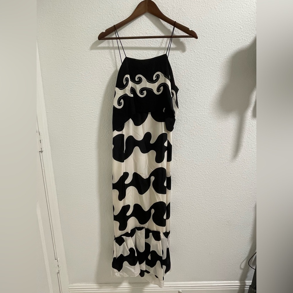 Diane Von Furstenberg Black and Cream Silk Dress